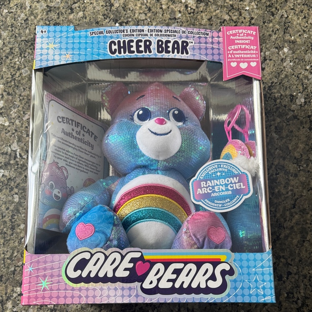 Care Bears Cheer Bear Plush - Sparkling Rainbow Special Collector Edition